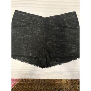 Ann Taylor LOFT  Tweed Shorts Black Frayed Raw Hem Size 8 NWT